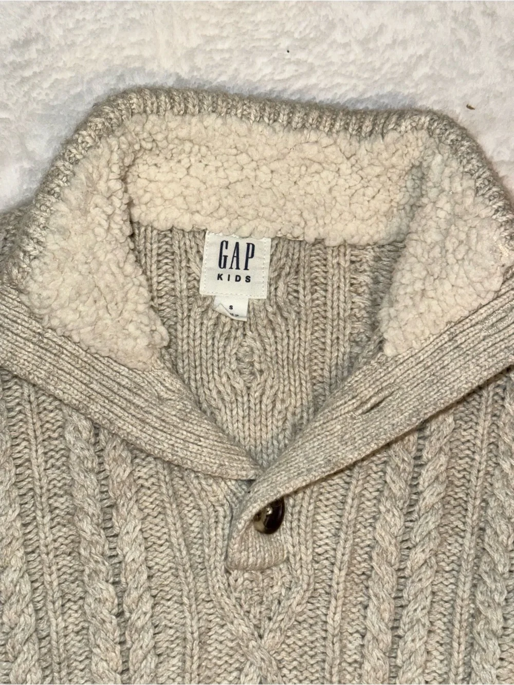 Boys Gap Kids Cable Knit Button Mock Neck Sweater - Cream Size S